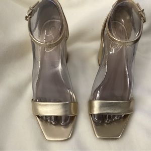Sam Edelman Leather Daniella Gold High Heel Sandals Size 7.5 (#1779878)